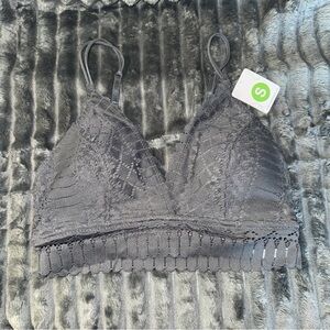 Anemone Gray Lace Bralette with Triangle Cups‎
